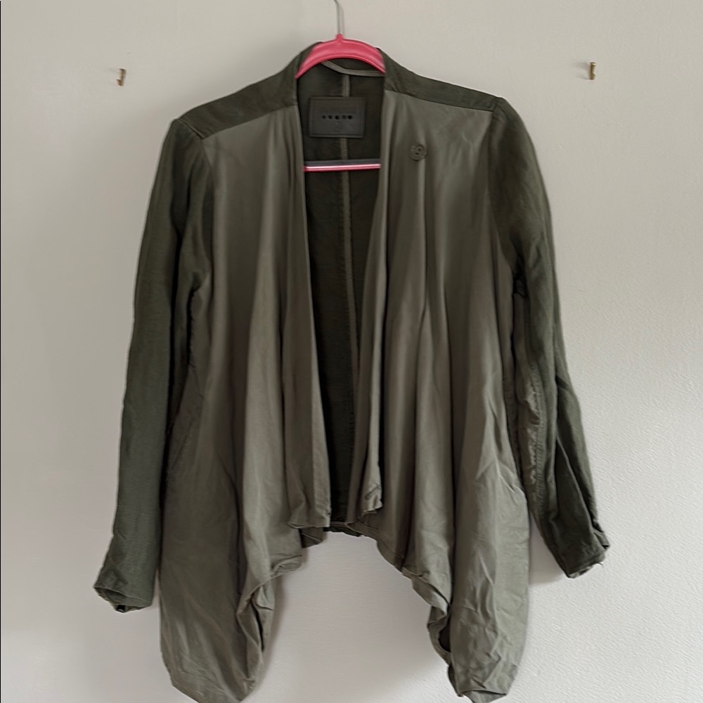 Blank NYC Green Utility Jacket with Waterfall Lapels